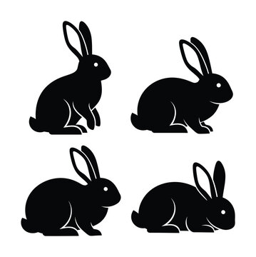 Four vectors of rabbits in various sitting and standing positions