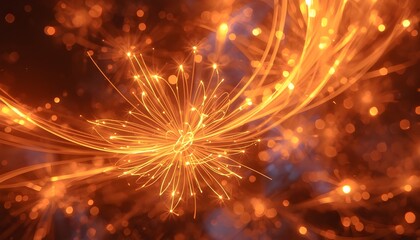 Obraz premium A vibrant and dynamic image of sparkling golden lights exploding in a dark background