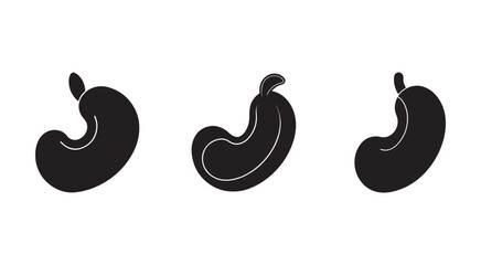 Fototapeta premium Black silhouettes of sausages in different orientations on white background