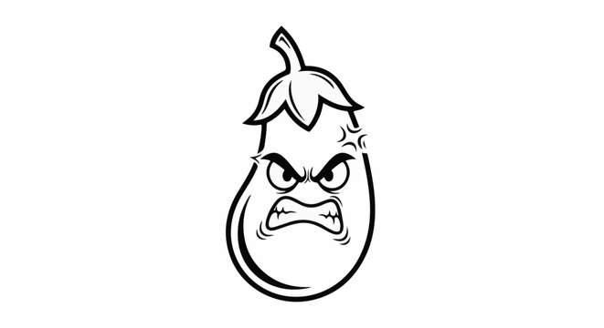 A cartoon eggplant with a furious expression, conveying anger