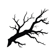 Fototapeta premium black and white tree branch silhouette vector illustration of nature, dead gnarled branch silhouette vector illustration