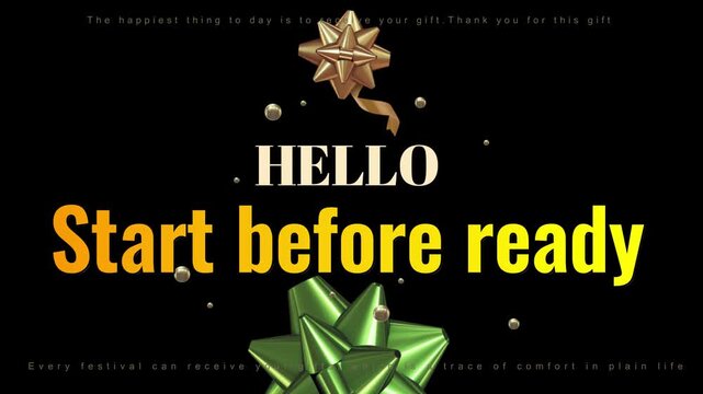 A motivational video about starting before you're ready with a green gift box and golden snowflake