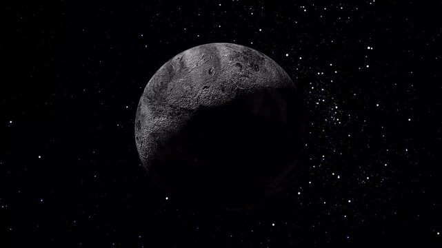 Planets generated haumea with full night sky horizontal all the video with rotating stars and planets