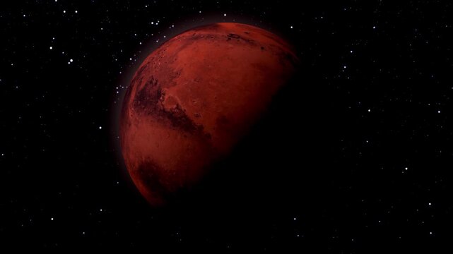 The stray galaxy with Mars planet on the sky horizontal all the video showcasing space motion effects