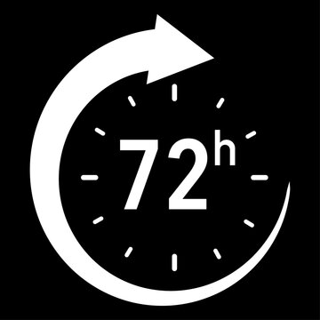 72 Hour Clock Icon &ndash; 72H Delivery Time Arrow Circle Symbol Vector White