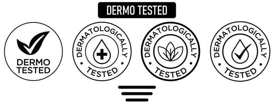 Dermatologically Tested Badge &ndash; Dermo Tested Skin Safety Certification Seal Set