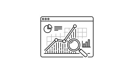 Obraz premium Business analytics graph with magnifying glass on screen, data analysis and financial growth concept