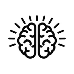 Obraz premium A simple line illustration depicts a human brain with radiating lines.