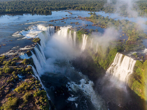 Beautiful view to Igua&ccedil;u waterfalls between Brazil and Argentina