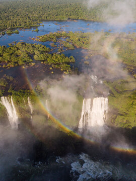 Beautiful view to Igua&ccedil;u waterfalls between Brazil and Argentina