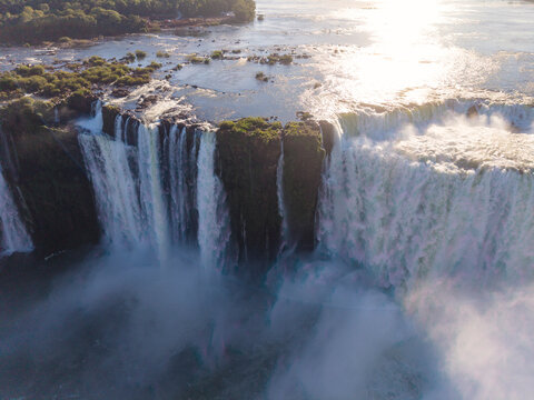 Beautiful view to Igua&ccedil;u waterfalls between Brazil and Argentina