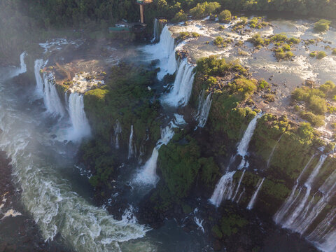 Beautiful view to Igua&ccedil;u waterfalls between Brazil and Argentina