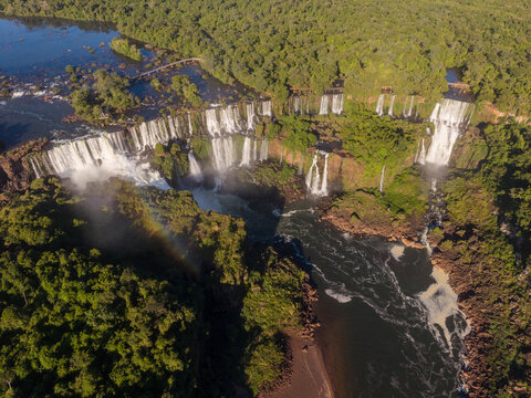 Beautiful view to Igua&ccedil;u waterfalls between Brazil and Argentina