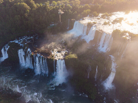Beautiful view to Igua&ccedil;u waterfalls between Brazil and Argentina