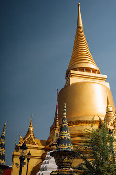 Golden chedi stupa at Grand Palace Bangkok Thailand temple