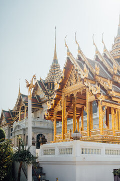 Golden temple pavilion and ornate roofs at Grand Palace Bangkok