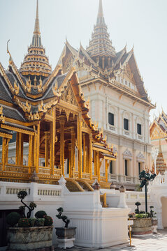 Golden temple pavilion and palace architecture at Grand Palace Bangkok