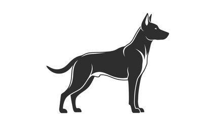 Obraz premium Black dog standing profile view.