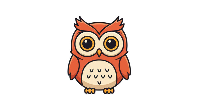 Cute Orange Cartoon Owl Character.