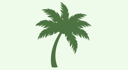 Fototapeta premium Single Green Palm Tree Silhouette Icon.
