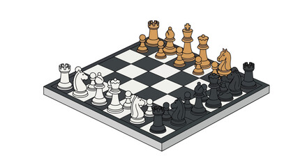 Chess pieces on a board game. © Mardiyo