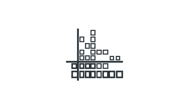 Scatter plot or chart made of small squares arranged on a grid, representing data distribution, statistical analysis, and density visualization.