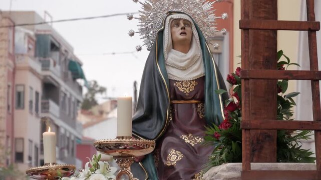 Easter celebration in Alicante depicting a holy statue procession