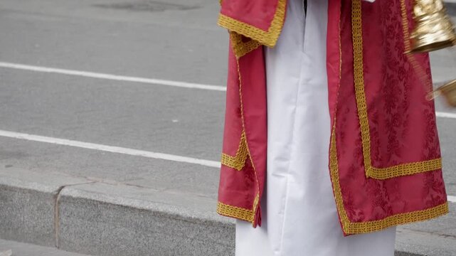 Traditional Easter procession with colorful robes and a festive spirit