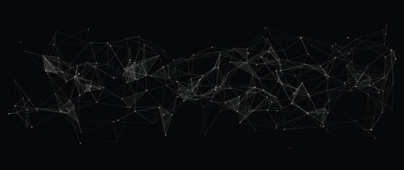 Polygonal mesh wave structure vector with thin lines and nodes minimal tech background composition © ket4up