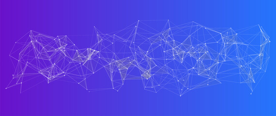 Wireframe plexus landscape vector with polygonal mesh and dynamic wave flow modern digital structure © ket4up