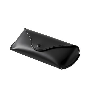 Elegant black leather glasses case captured in a sharp professional studio photograph for commercial product use