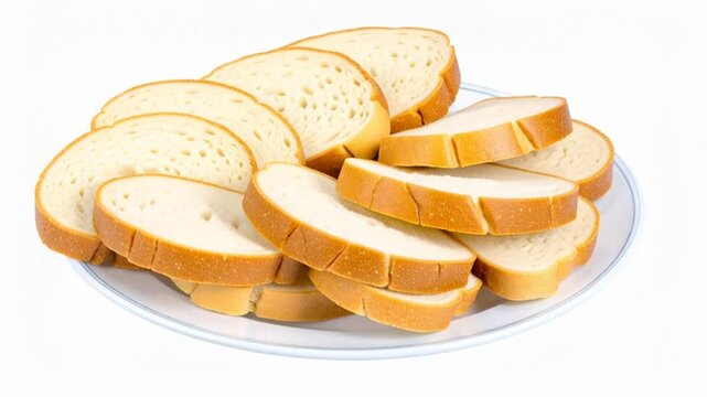 Sliced white bread on plate.