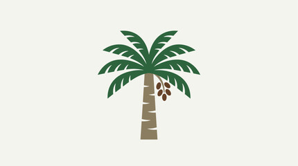 Obraz premium A highly stylized flat design illustration of a date palm tree, crafted as a clean and recognizable icon or logo element for versatile branding.