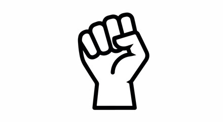 Obraz premium Line art illustration of a clenched fist on a white background, simple black outline.