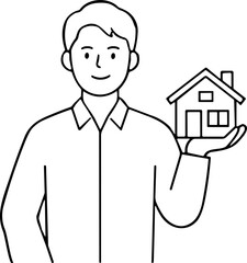 Fototapeta premium real estate agent with house