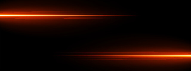 Red Light streaks on dark technology background banner abstract lines. Abstract Red light streaks crossing a dark background forming a horizontal technology banner with glowing neon lines. © King Designz