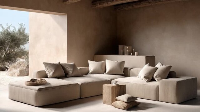 Cozy Minimalist Living Room with Neutral Tones and Natural Light