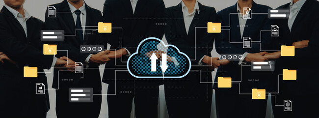 A business team stands with hands joined, representing collaboration in cloud computing and data sharing, highlighting technology role in modern enterprise growth. Gantry © InfiniteFlow