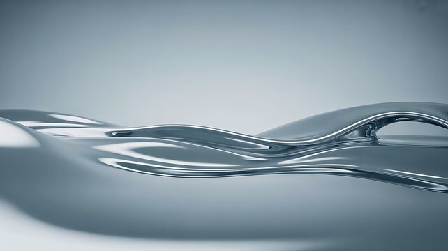 Abstract liquid metal wave surface with smooth reflective silver texture