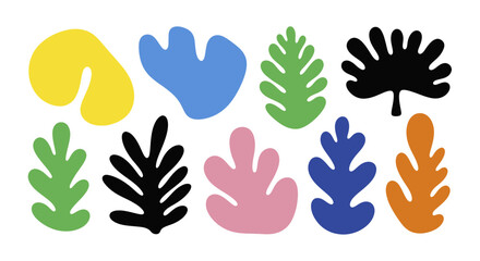 Fototapeta premium Abstract shapes and plant forms in vibrant colors.