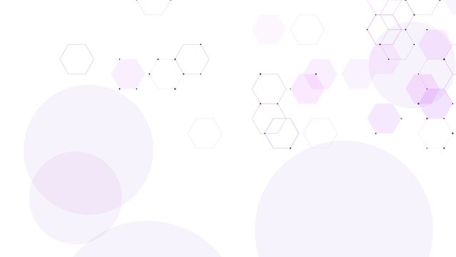 Abstract white and purple hexagon bokeh illustration for medical technology website banner and presentation