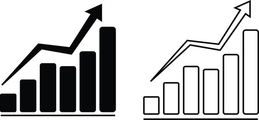 Fototapeta premium Dual Trend Line Graph with Arrow Showing Market Performance Increase.