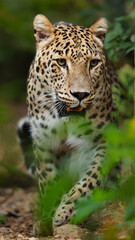 Fototapeta premium Portrait of Persian leopard in zoo