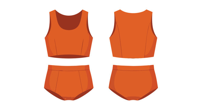 Vibrant orange two-piece athletic set for versatile activities. Comfortable and stylish apparel design with front and back views for complete
