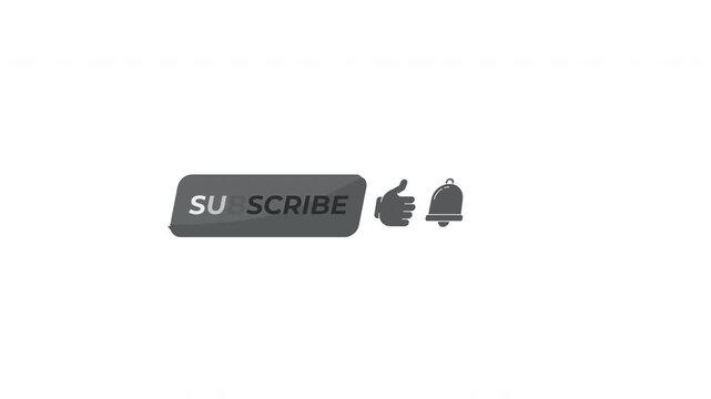 Subscribe with like and notification bell isometric UI button animation. Active subscription status. Follower engagement. Click interaction motion. Modern social media interface element animated tap