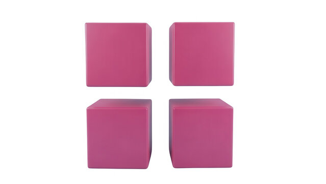 Four pink cubes arranged in a square formation on a clean surface