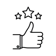 Obraz premium Thumbs Up and Stars Icon - Best Rating, Approval, and Success Symbol