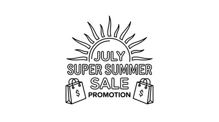 Obraz premium July Super Summer Sale Promotion Black and White Logo