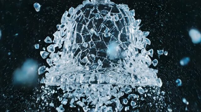 Shattered glass bell shattering exploding.