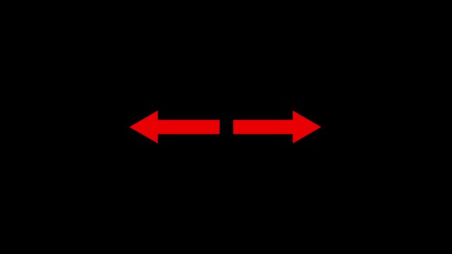 Swipe left and right green on rad arrow animation on a black background. Left-right arrow loading seamless loop.road sign icon design template.4k animation video.